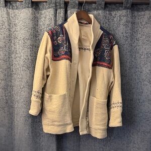 FP Movement by Free People Cream and Navy Teddy Jacket